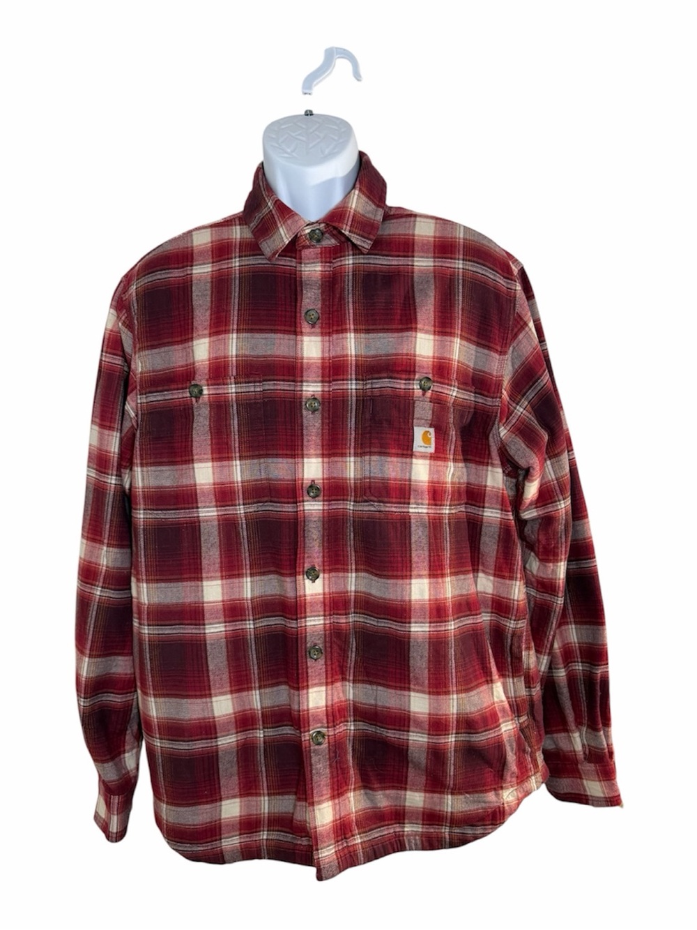 Carhartt Rugged Flex Fleece Lined Flannel Shirt Jacket Oxblood Plaid M 104913